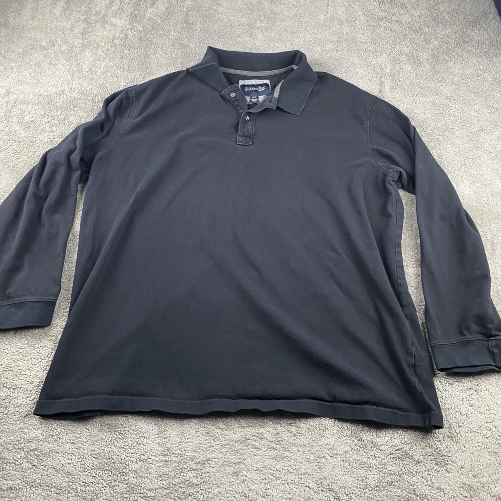 St. John's Bay Legacy Polo Shirt Mens 2XLT Black Long Sleeve Cotton